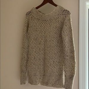 Crochet sweater in natural tones